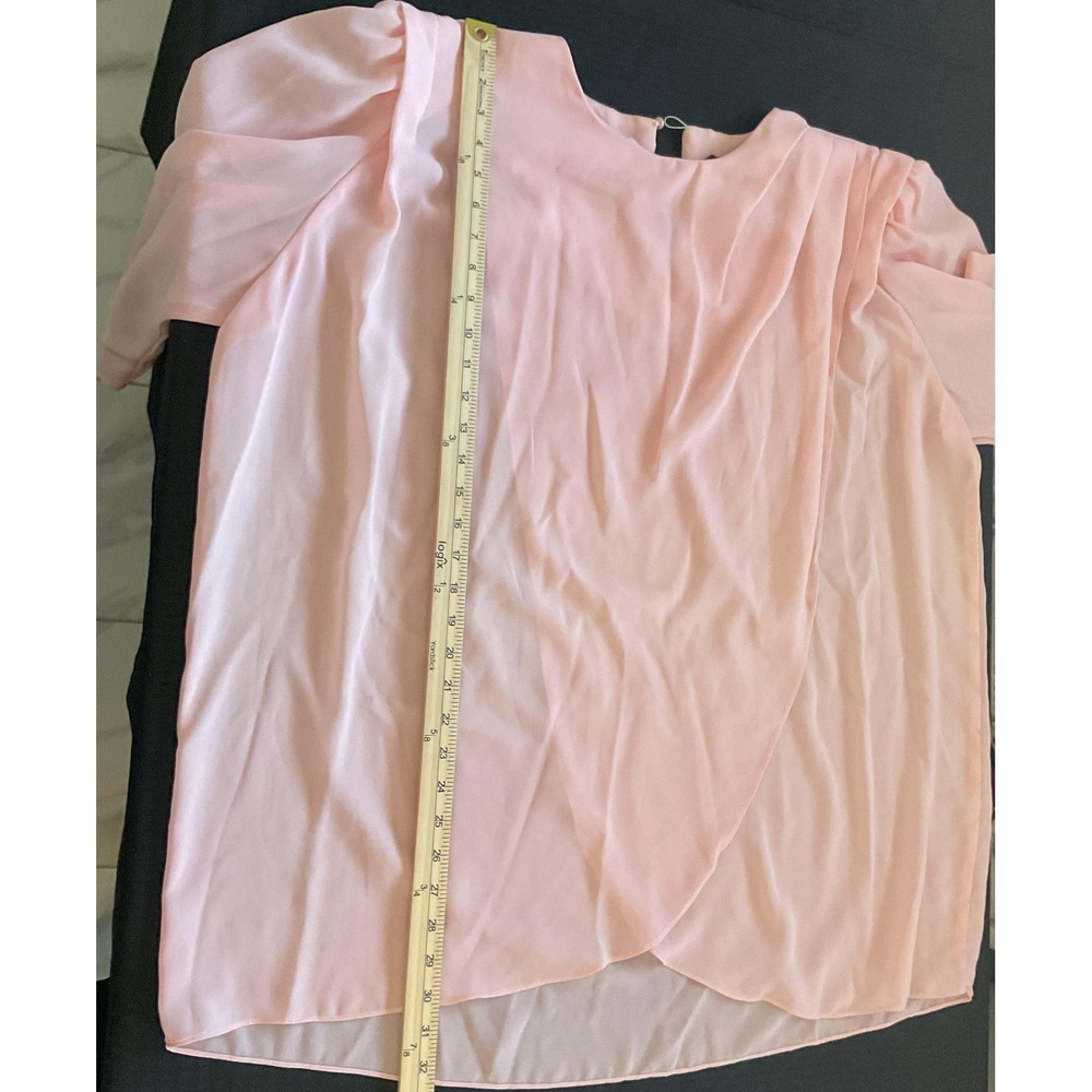 Jamie Shirt Womens 2XL Pink Chiffon Sheer Long Sleeve Draped Tulip Hem Blouse - Picture 5 of 8